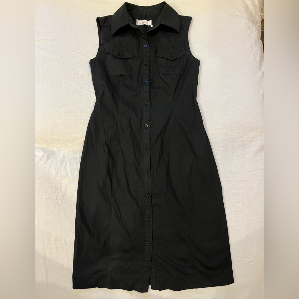 Costa Blanca Sleeveless Cotton Button-Down Mini Shirt Dress